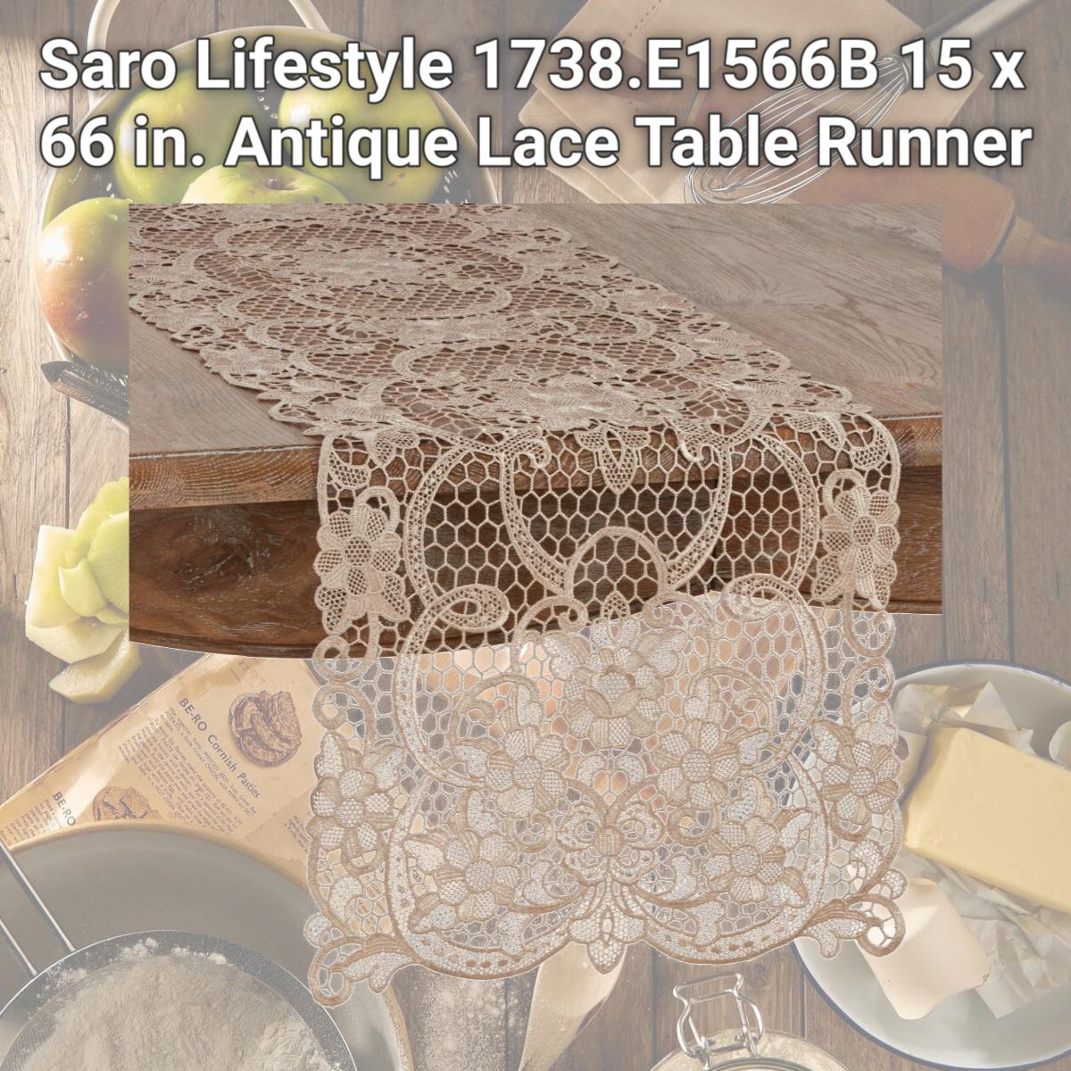 Picture of Saro Lifestyle 1738.E1566B 15 x 66 in. Antique Lace Table Runner