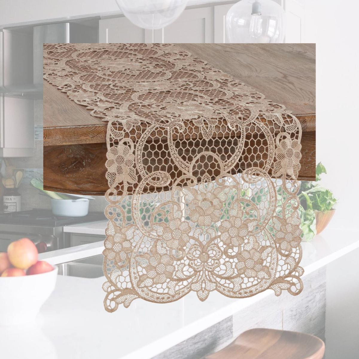 Picture of Saro Lifestyle 1738.E1566B 15 x 66 in. Antique Lace Table Runner