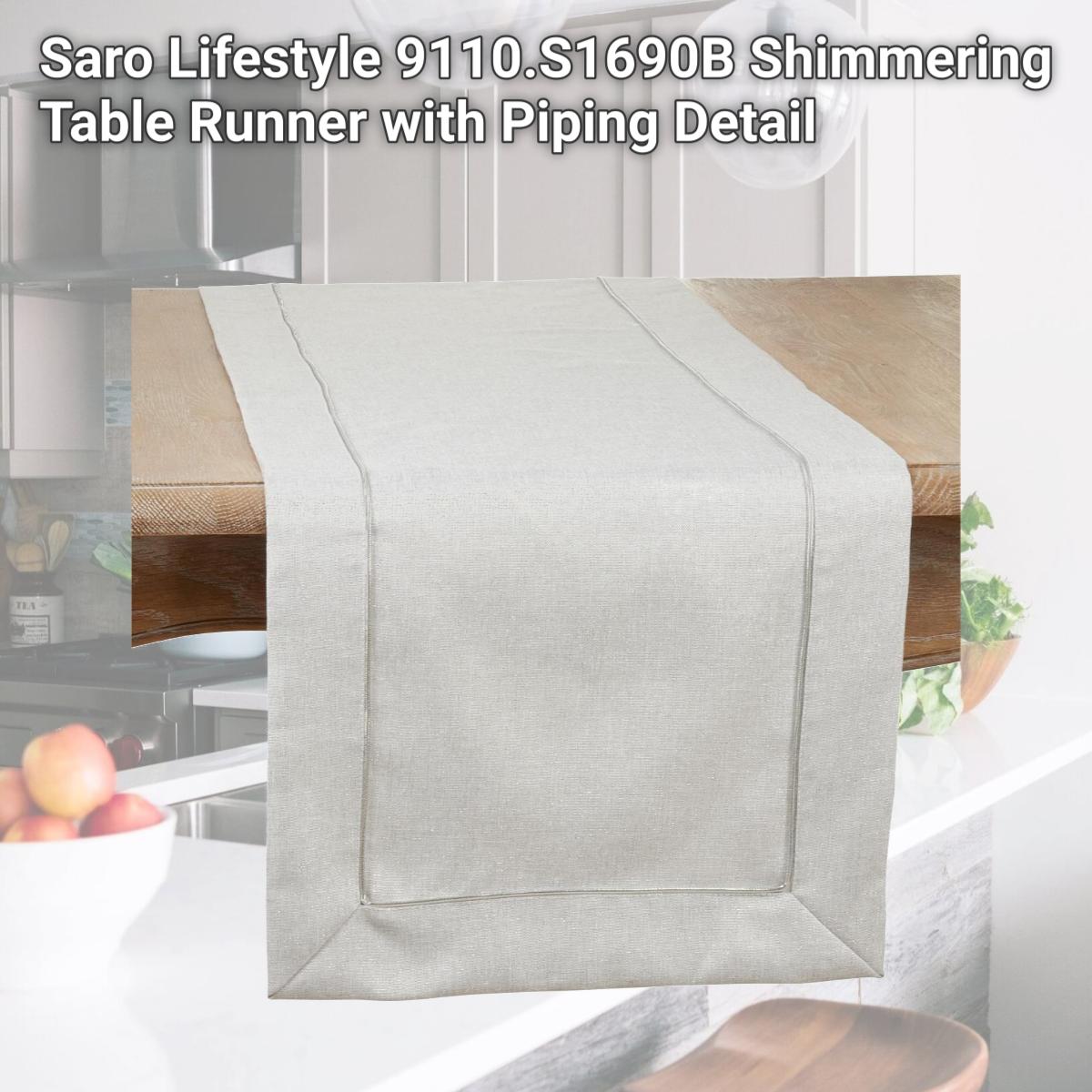 Picture of Saro Lifestyle 9110.S1690B Shimmering Table Runner with Piping Detail