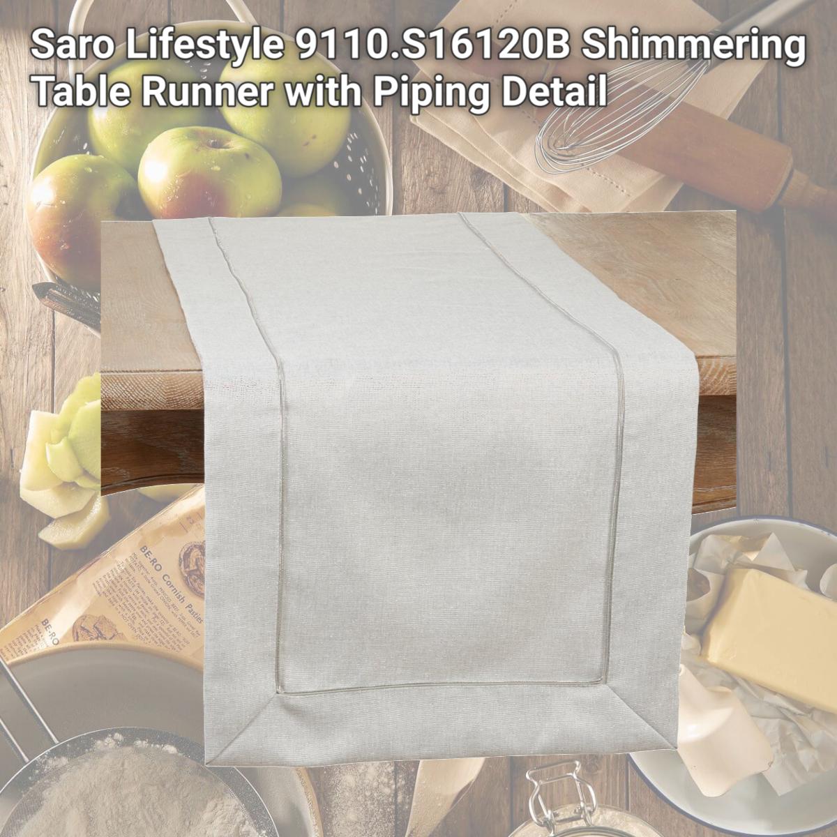 Picture of Saro Lifestyle 9110.S16120B Shimmering Table Runner with Piping Detail
