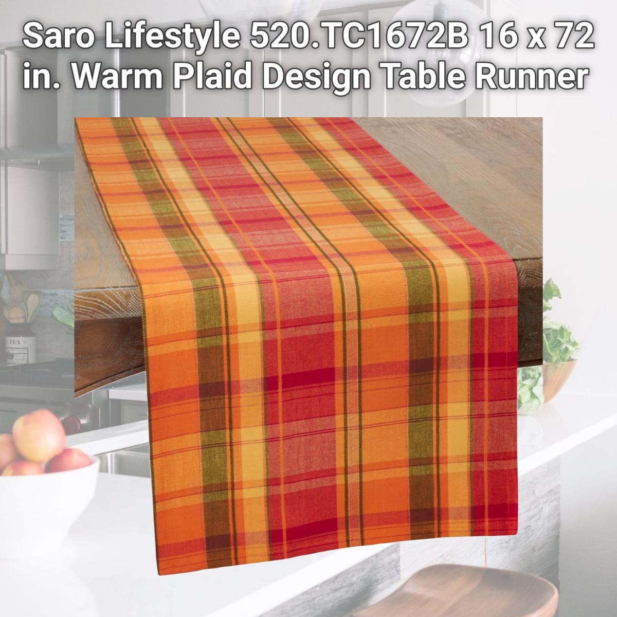 Picture of Saro Lifestyle 520.TC1672B 16 x 72 in. Warm Plaid Design Table Runner