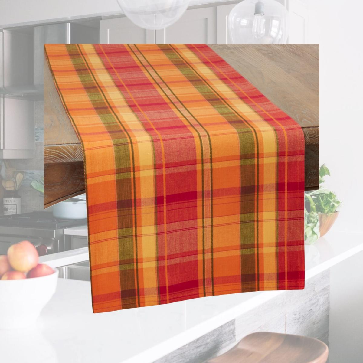 Picture of Saro Lifestyle 520.TC1672B 16 x 72 in. Warm Plaid Design Table Runner