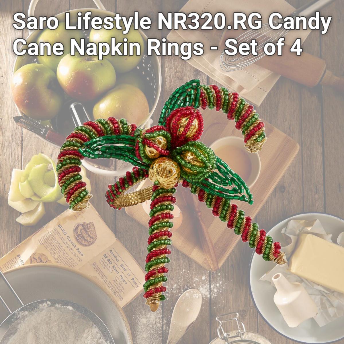 Picture of Saro Lifestyle NR320.RG Candy Cane Napkin Rings - Set of 4