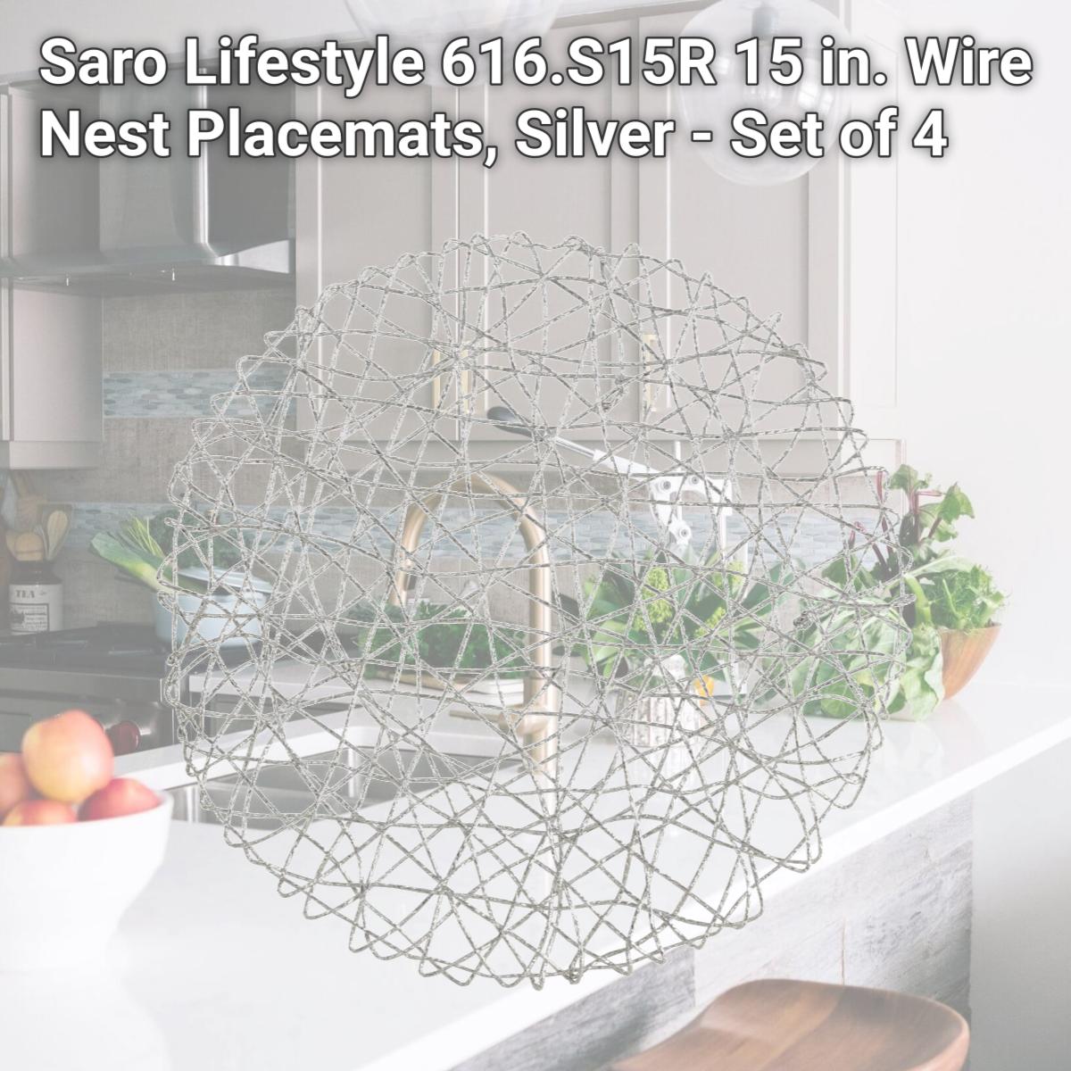Picture of Saro Lifestyle 616.S15R 15 in. Wire Nest Placemats, Silver - Set of 4