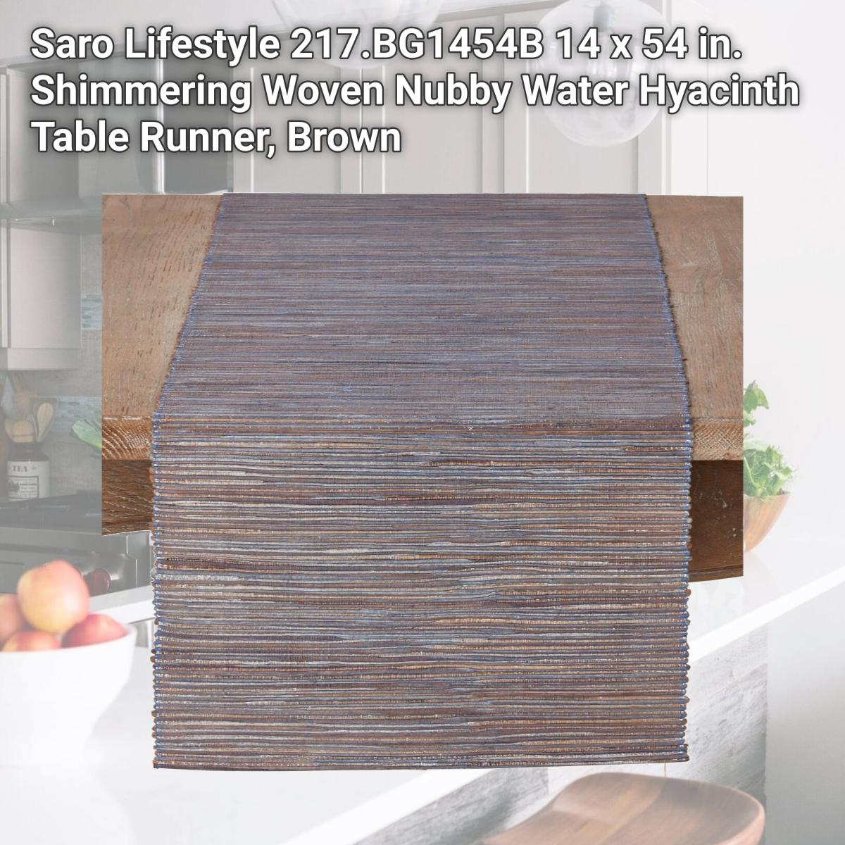 Picture of Saro Lifestyle 217.BG1454B 14 x 54 in. Shimmering Woven Nubby Water Hyacinth Table Runner, Brown