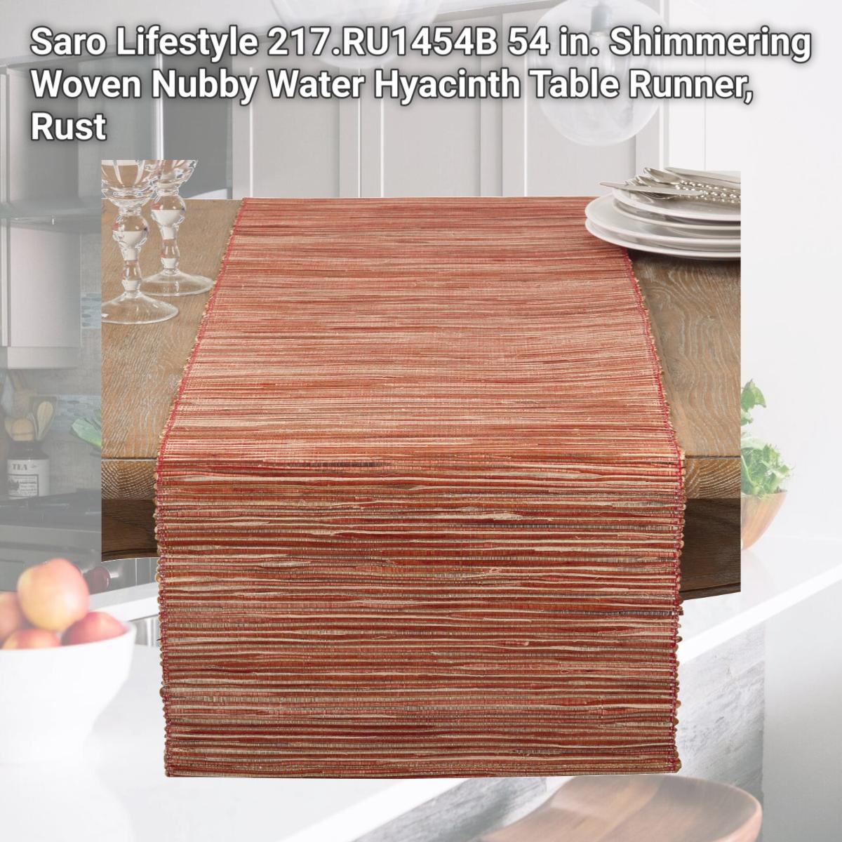 Picture of Saro Lifestyle 217.RU1454B 54 in. Shimmering Woven Nubby Water Hyacinth Table Runner, Rust