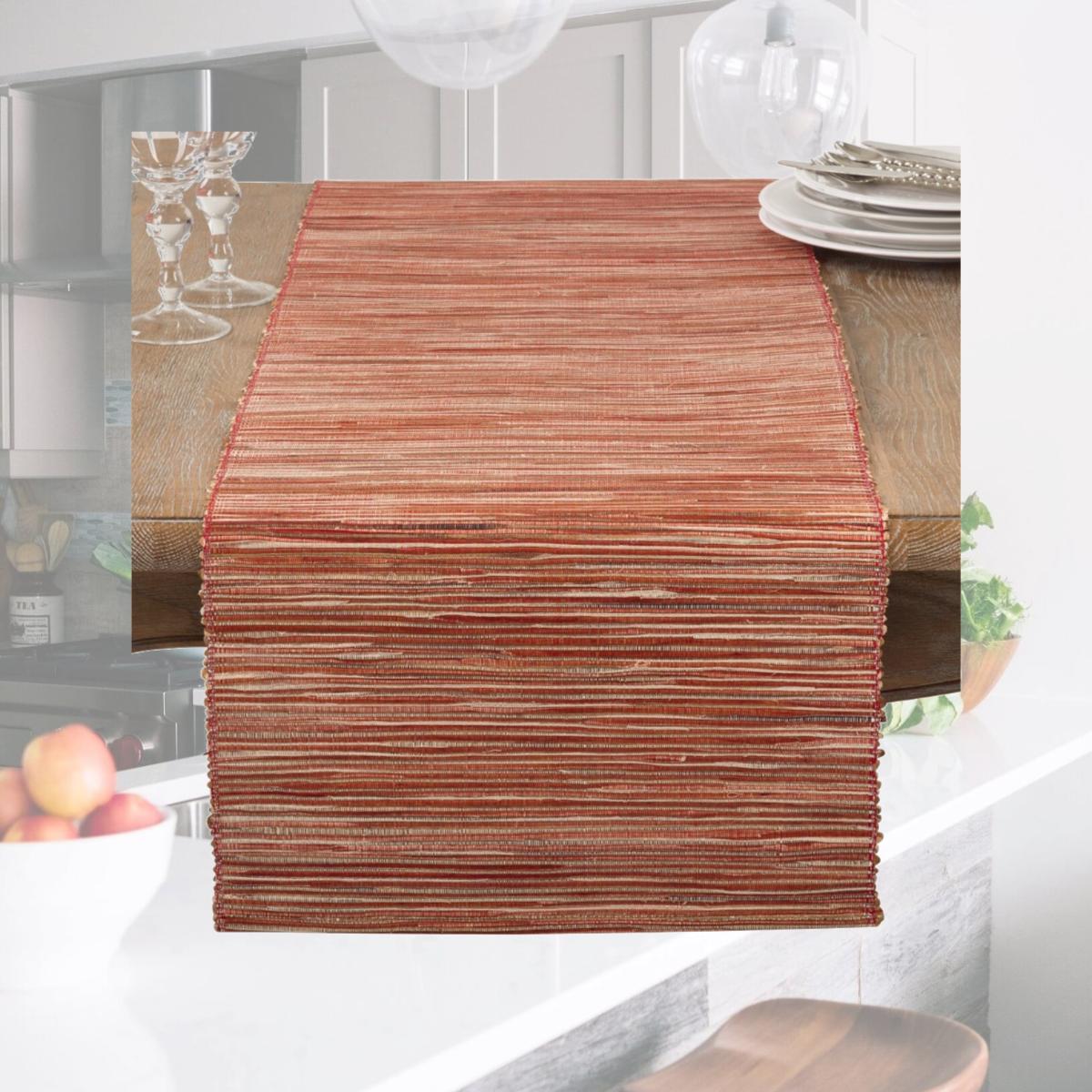 Picture of Saro Lifestyle 217.RU1454B 54 in. Shimmering Woven Nubby Water Hyacinth Table Runner, Rust