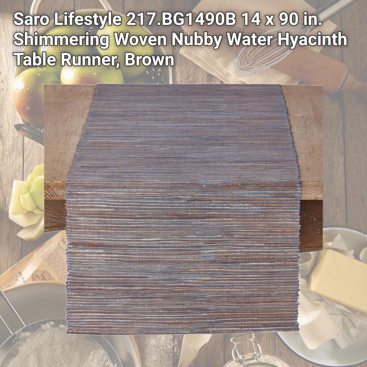 Picture of Saro Lifestyle 217.BG1490B 14 x 90 in. Shimmering Woven Nubby Water Hyacinth Table Runner, Brown