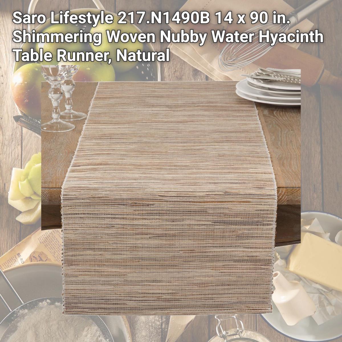 Picture of Saro Lifestyle 217.N1490B 14 x 90 in. Shimmering Woven Nubby Water Hyacinth Table Runner, Natural