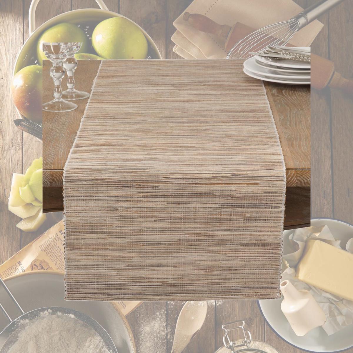 Picture of Saro Lifestyle 217.N1490B 14 x 90 in. Shimmering Woven Nubby Water Hyacinth Table Runner, Natural