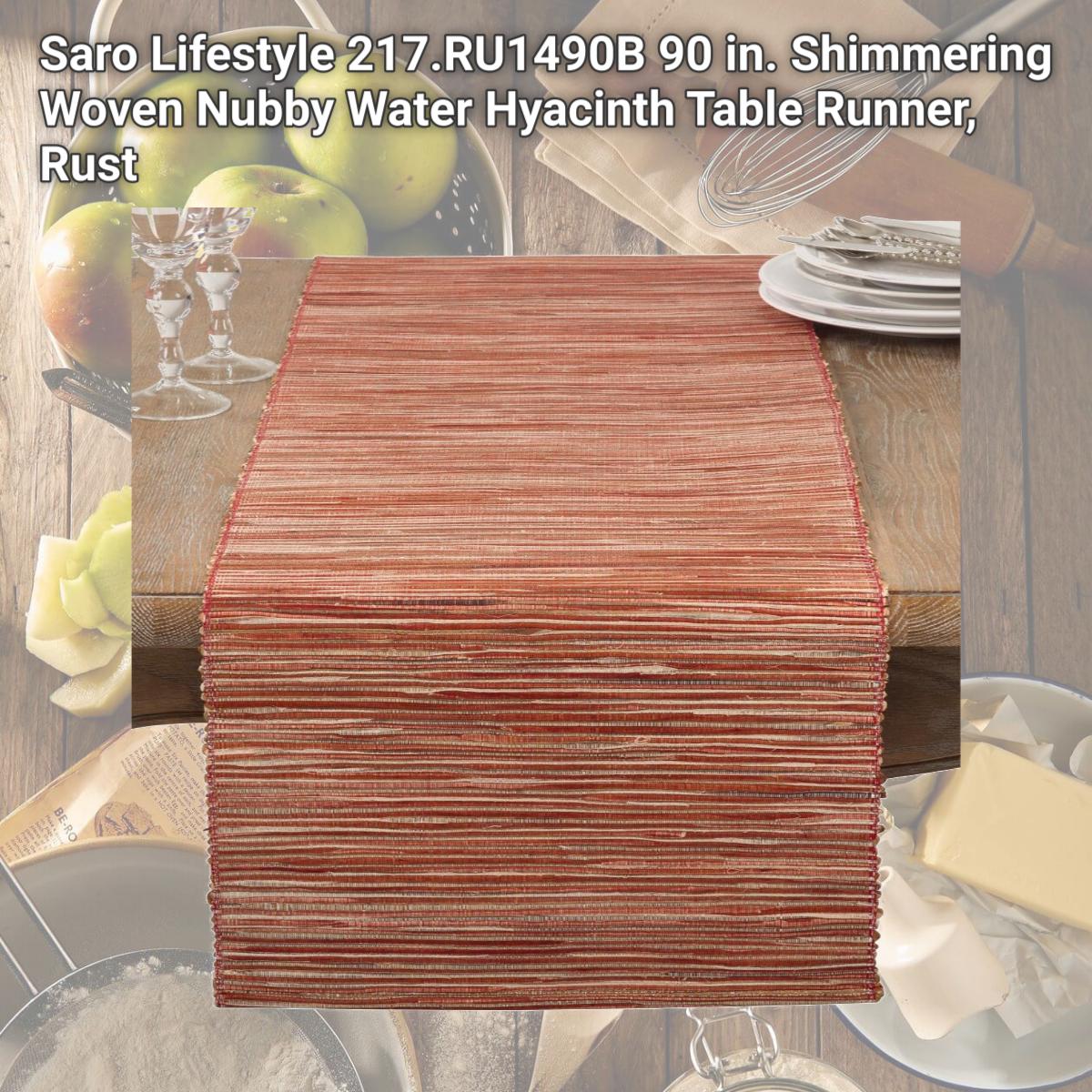 Picture of Saro Lifestyle 217.RU1490B 90 in. Shimmering Woven Nubby Water Hyacinth Table Runner, Rust