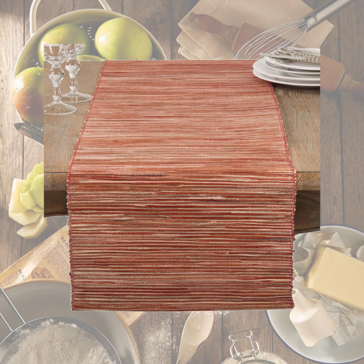 Picture of Saro Lifestyle 217.RU1490B 90 in. Shimmering Woven Nubby Water Hyacinth Table Runner, Rust