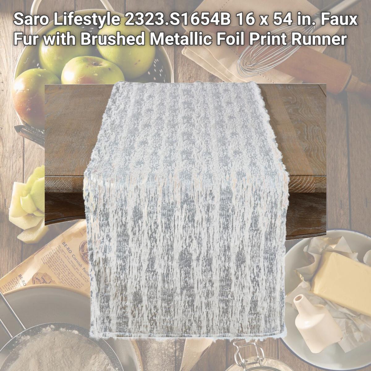 Picture of Saro Lifestyle 2323.S1654B 16 x 54 in. Faux Fur with Brushed Metallic Foil Print Runner