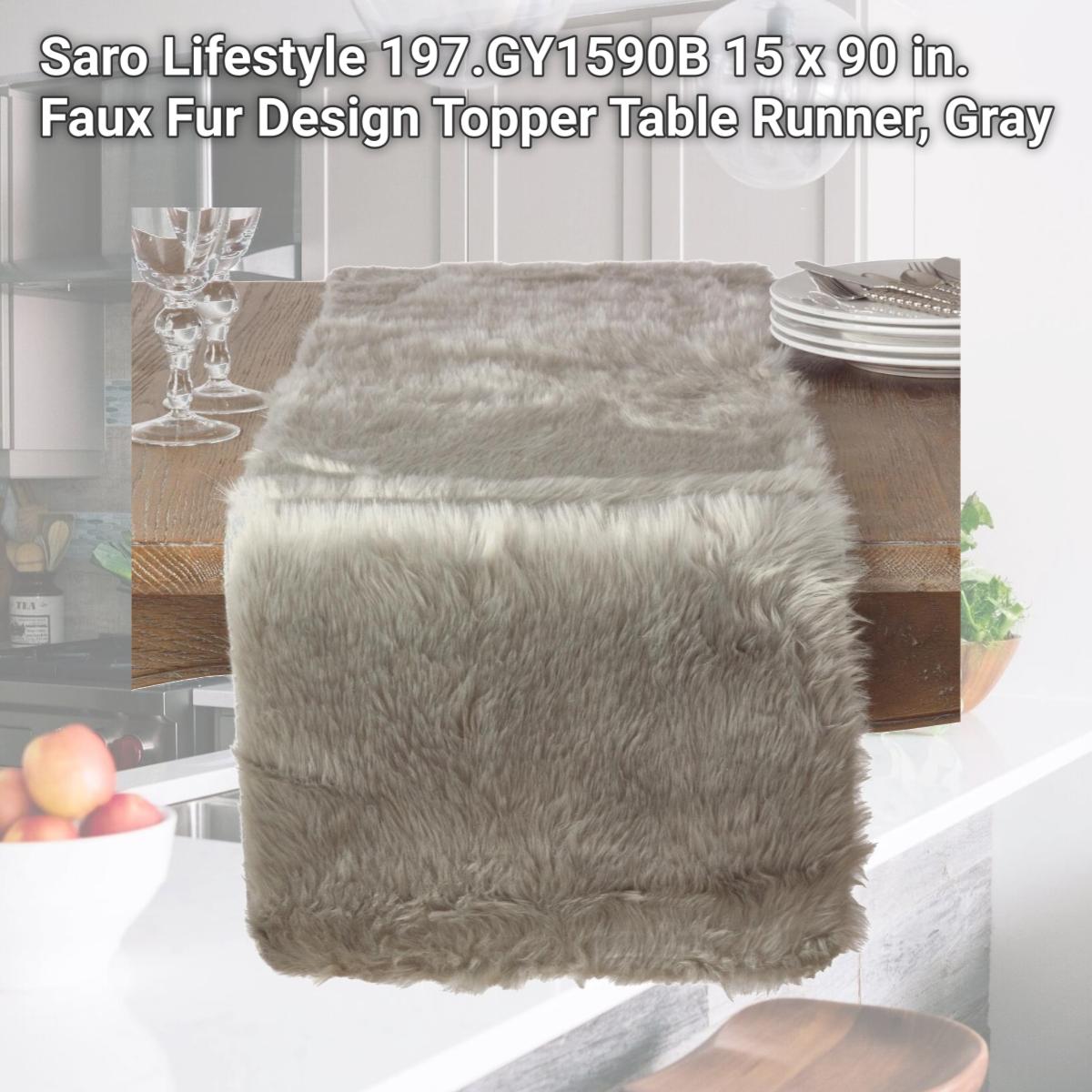 Picture of Saro Lifestyle 197.GY1590B 15 x 90 in. Faux Fur Design Topper Table Runner, Gray