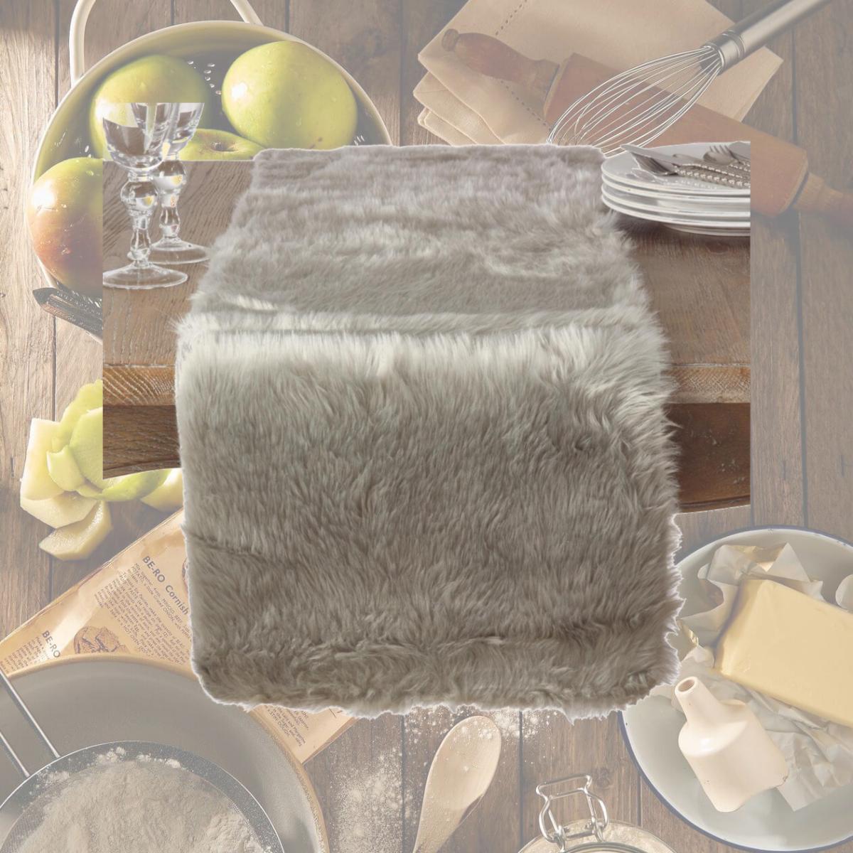 Picture of Saro Lifestyle 197.GY1590B 15 x 90 in. Faux Fur Design Topper Table Runner, Gray