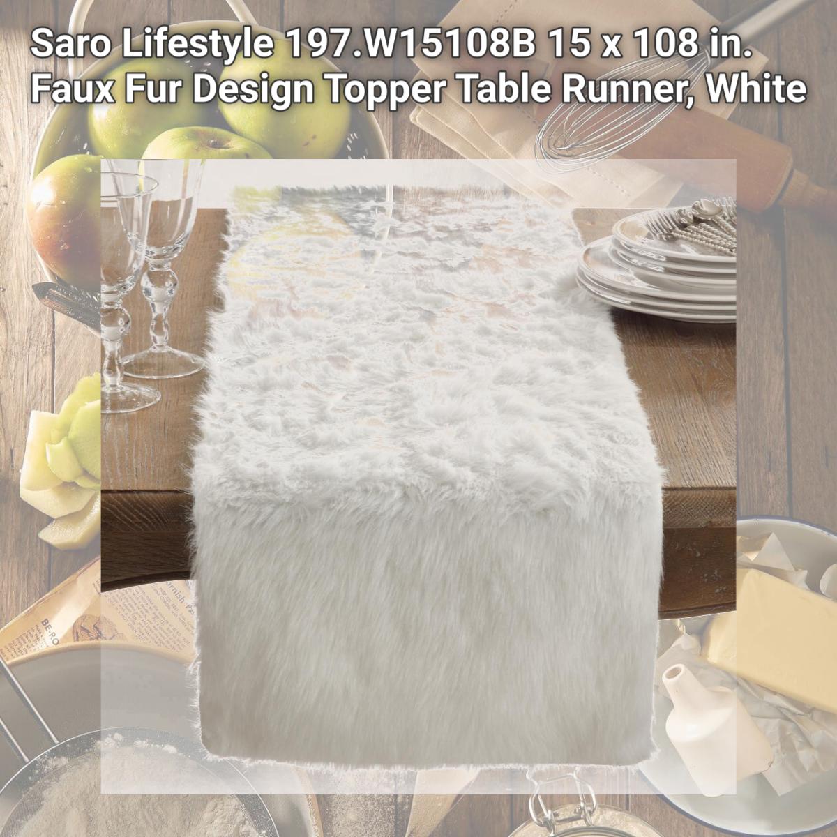 Picture of Saro Lifestyle 197.W15108B 15 x 108 in. Faux Fur Design Topper Table Runner, White