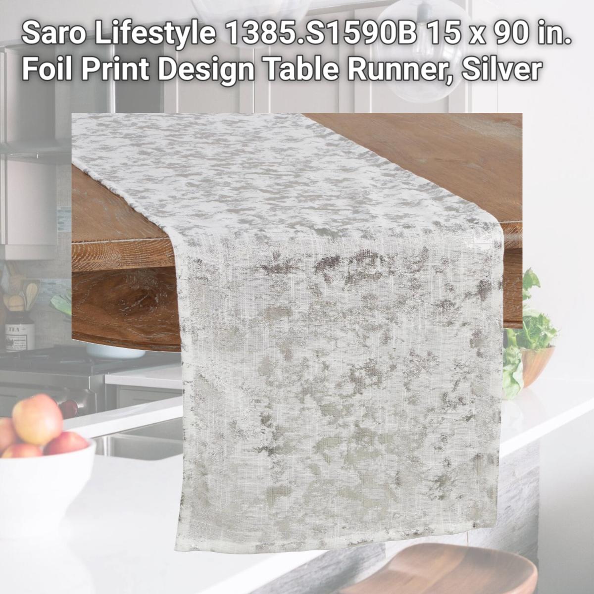 Picture of Saro Lifestyle 1385.S1590B 15 x 90 in. Foil Print Design Table Runner, Silver