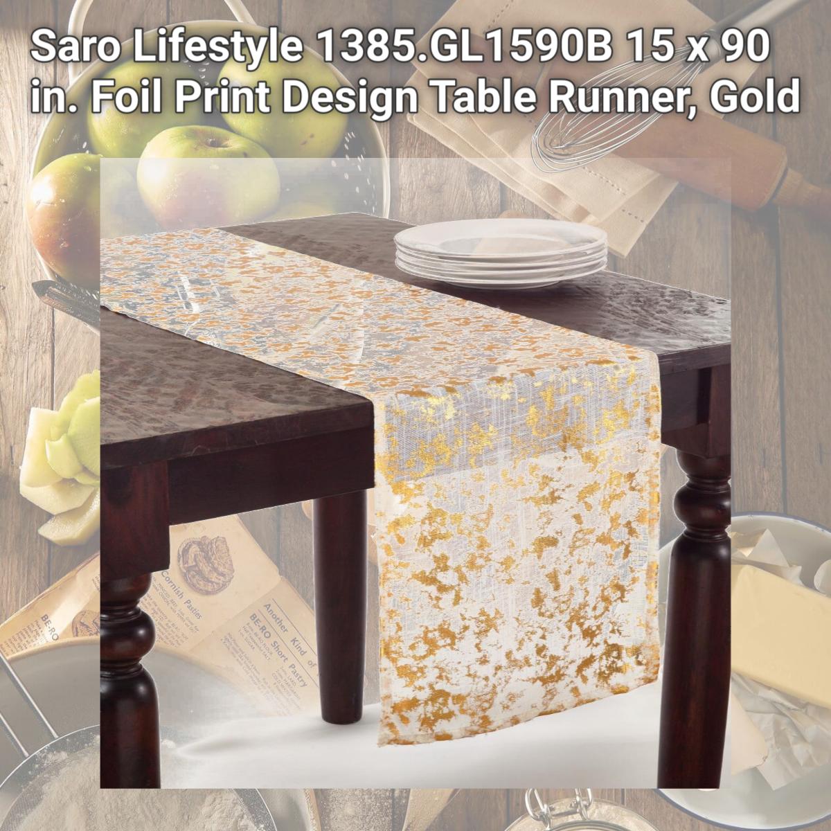 Picture of Saro Lifestyle 1385.GL1590B 15 x 90 in. Foil Print Design Table Runner, Gold