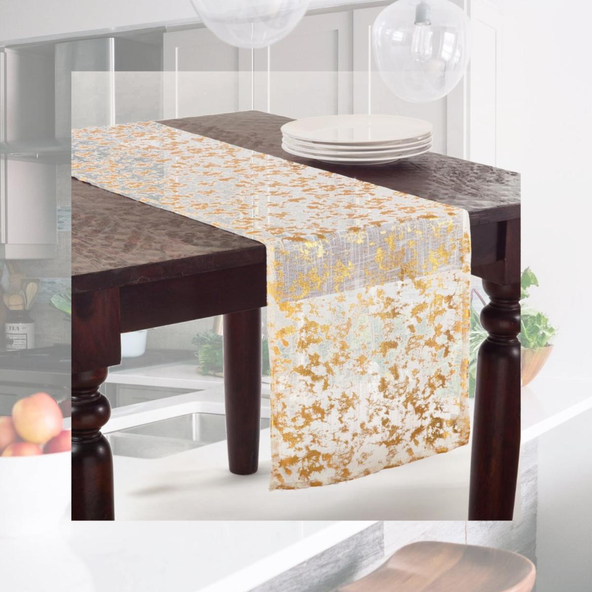 Picture of Saro Lifestyle 1385.GL1590B 15 x 90 in. Foil Print Design Table Runner, Gold