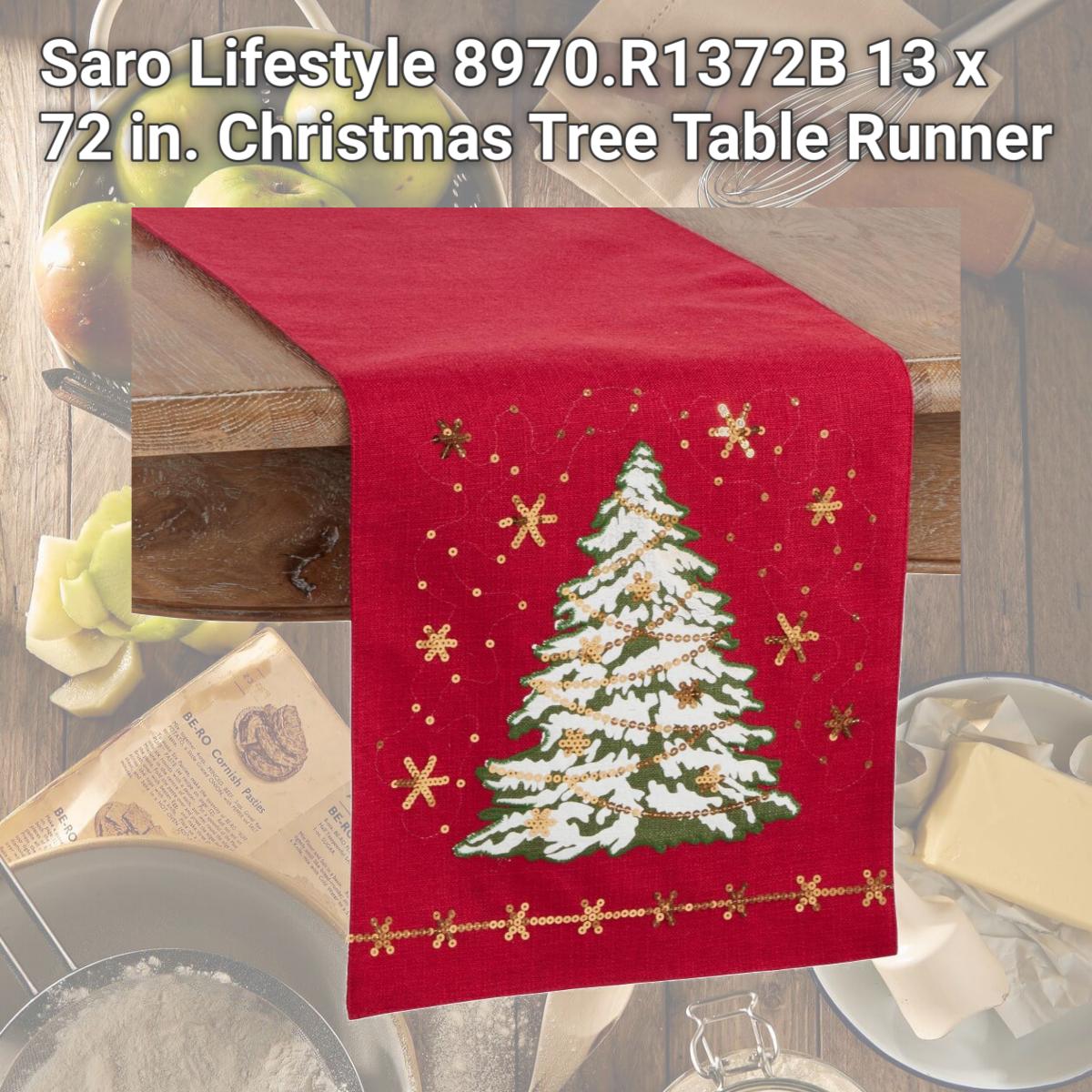 Picture of Saro Lifestyle 8970.R1372B 13 x 72 in. Christmas Tree Table Runner
