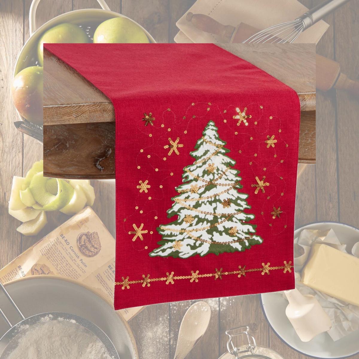 Picture of Saro Lifestyle 8970.R1372B 13 x 72 in. Christmas Tree Table Runner
