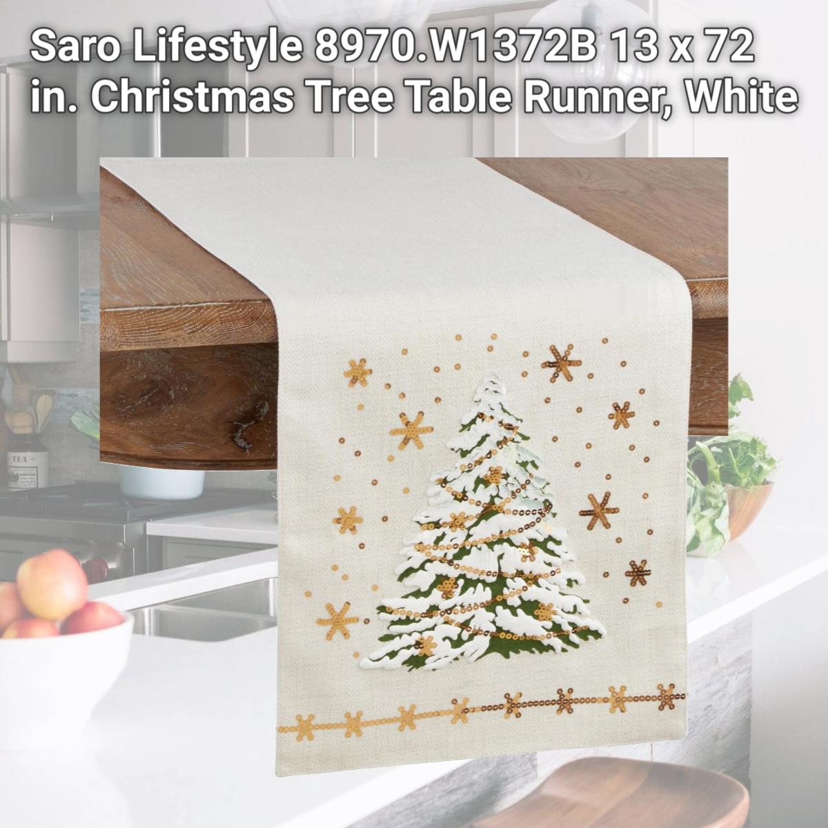 Picture of Saro Lifestyle 8970.W1372B 13 x 72 in. Christmas Tree Table Runner, White