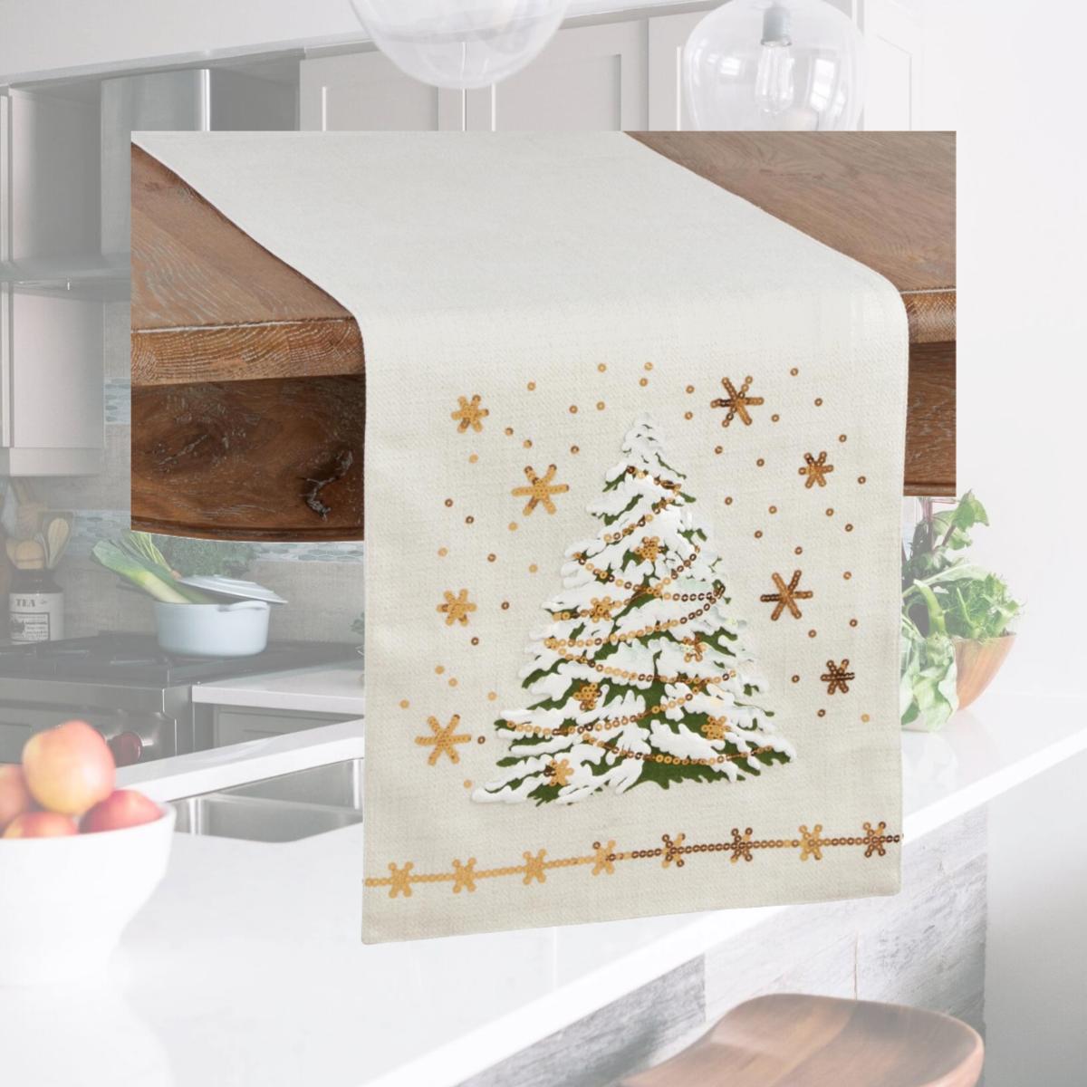 Picture of Saro Lifestyle 8970.W1372B 13 x 72 in. Christmas Tree Table Runner, White
