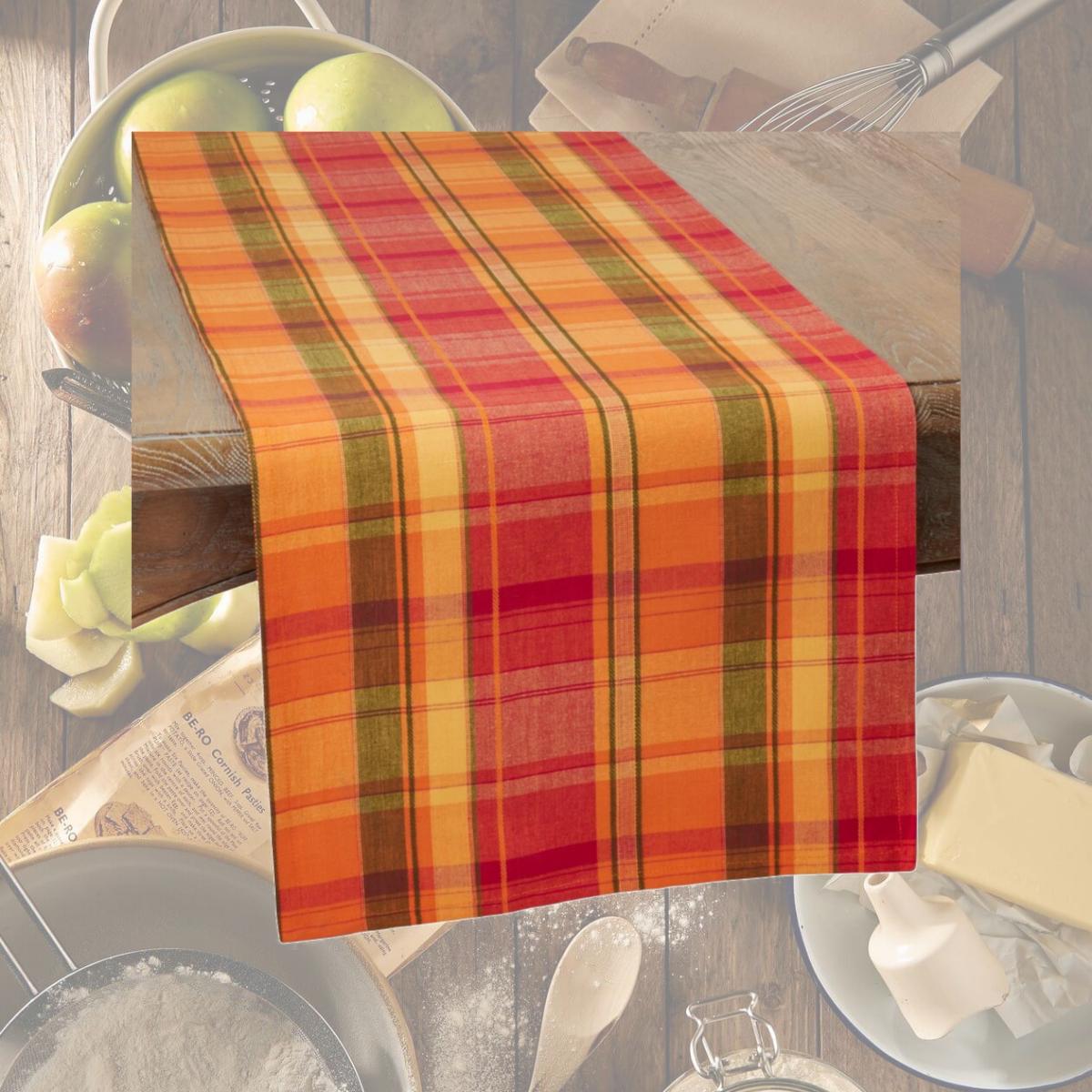 Picture of Saro Lifestyle 520.TC1690B 16 x 90 in. Warm Plaid Design Table Runner
