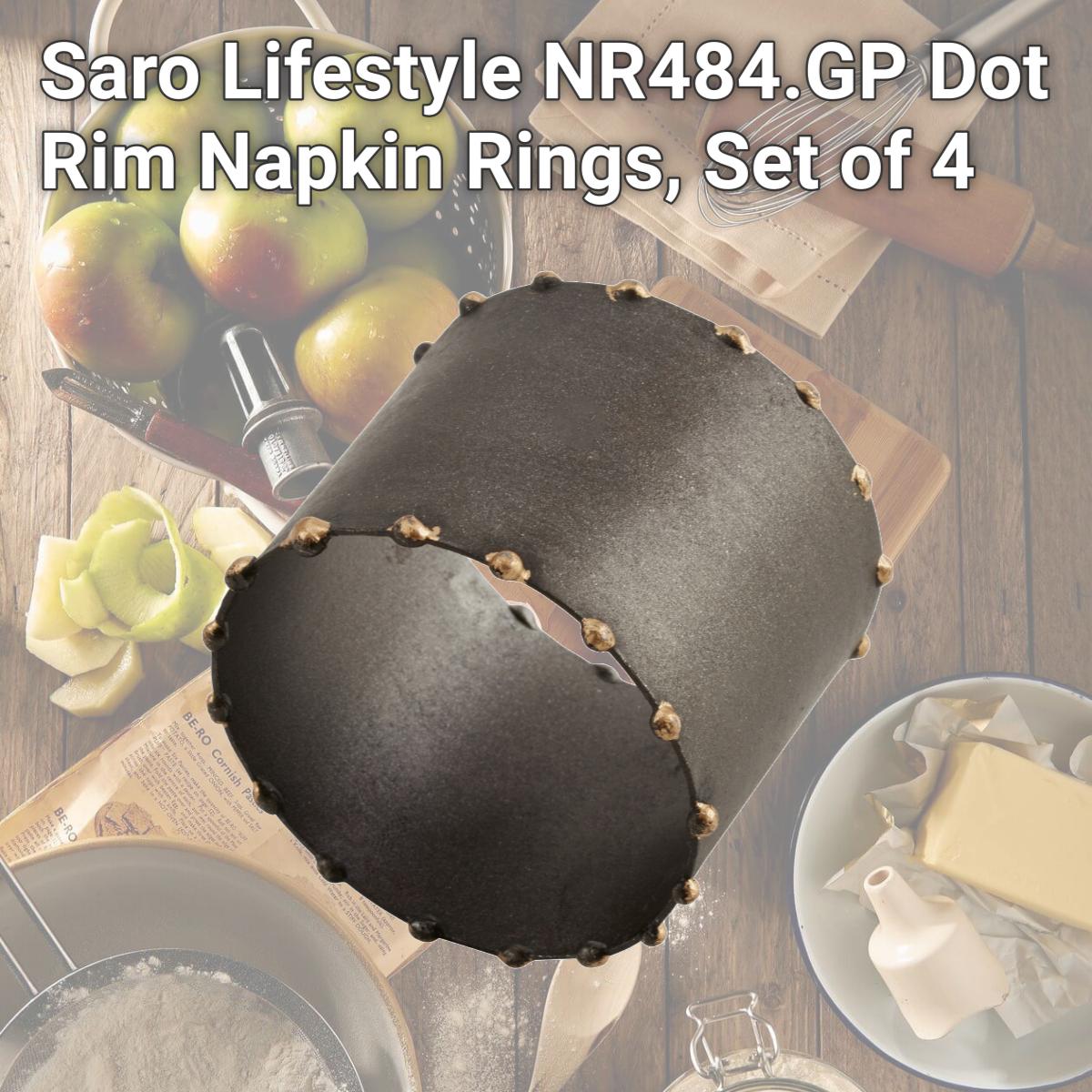 Picture of Saro Lifestyle NR484.GP Dot Rim Napkin Rings, Set of 4