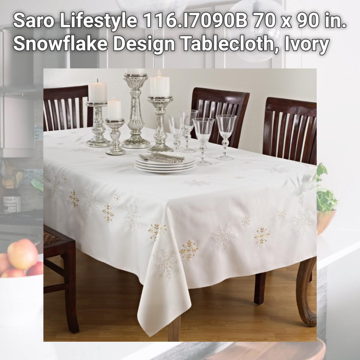 Picture of Saro Lifestyle 116.I7090B 70 x 90 in. Snowflake Design Tablecloth, Ivory