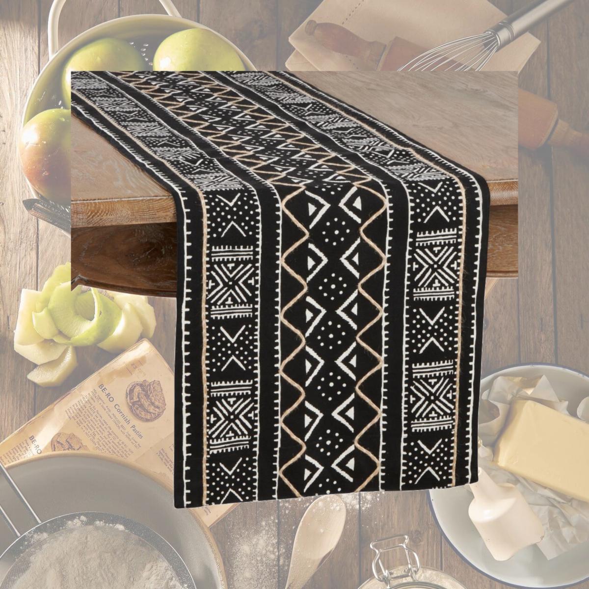 Picture of Saro Lifestyle 661.BK16108B 16 x 108 in. Mud Cloth Table Runner, Black