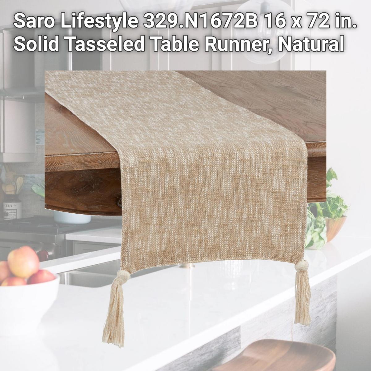 Picture of Saro Lifestyle 329.N1672B 16 x 72 in. Solid Tasseled Table Runner, Natural