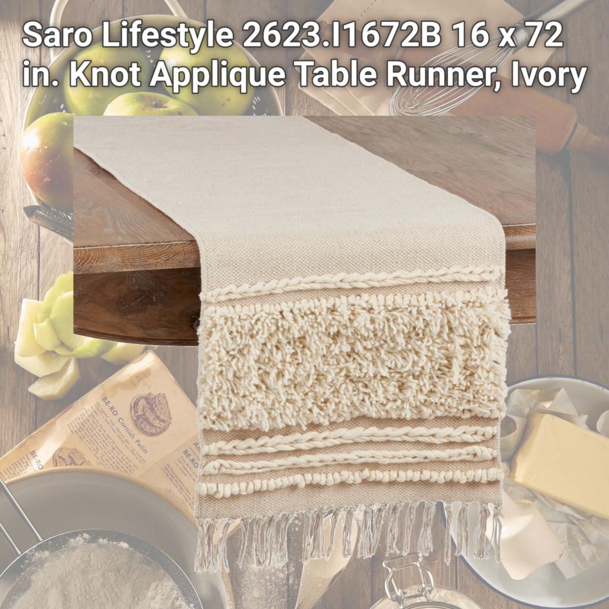 Picture of Saro Lifestyle 2623.I1672B 16 x 72 in. Knot Applique Table Runner, Ivory