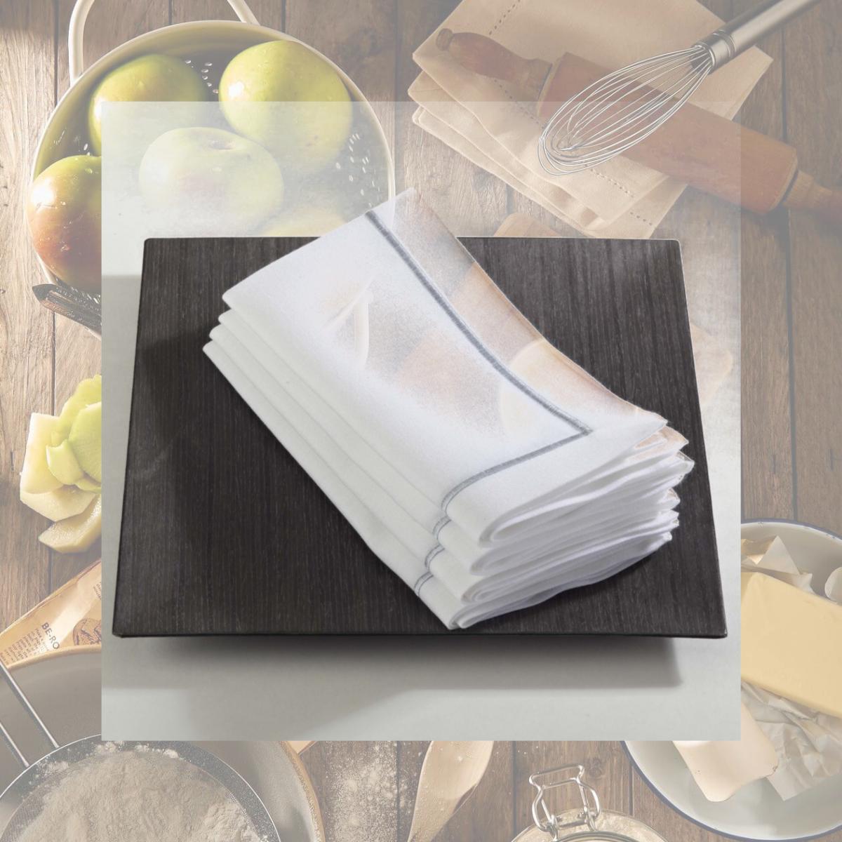Picture of SARO 810.PT20S 20 in. Classic Line Square Embroidered Line Design Napkin - Platinum  Set of 4