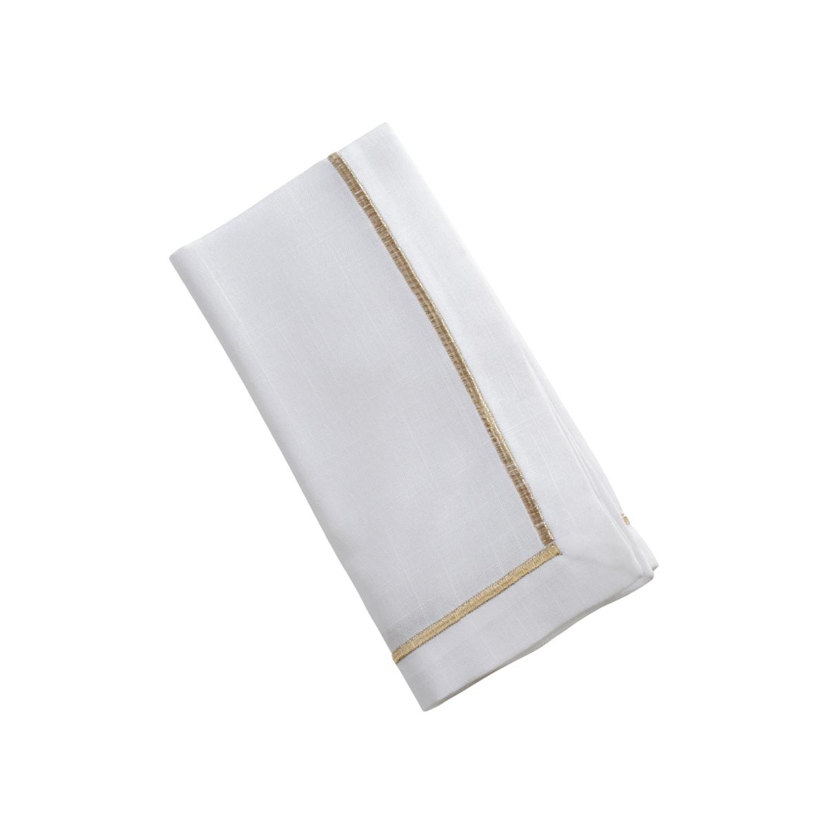 Picture of Saro Lifestyle 810.GL20S 20 in. Embroidered Line Design Napkins, White & Gold - Set of 4