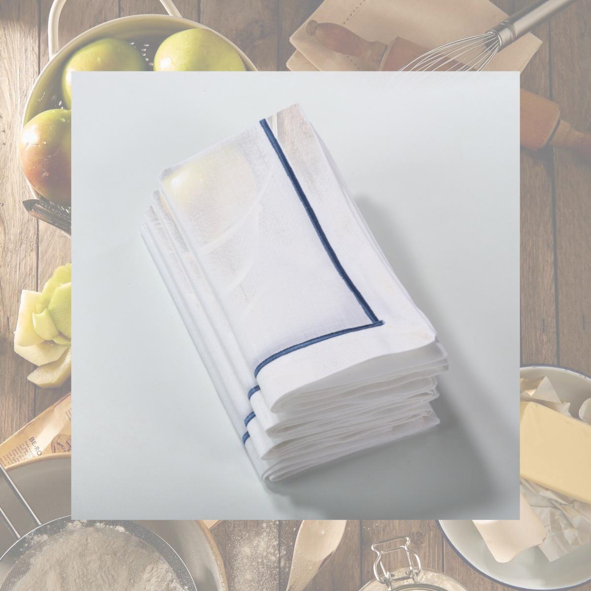 Picture of SARO 810.SP20S 20 in. Belvedere Square Embroidered Line Design Napkin - Sapphire  Set of 4