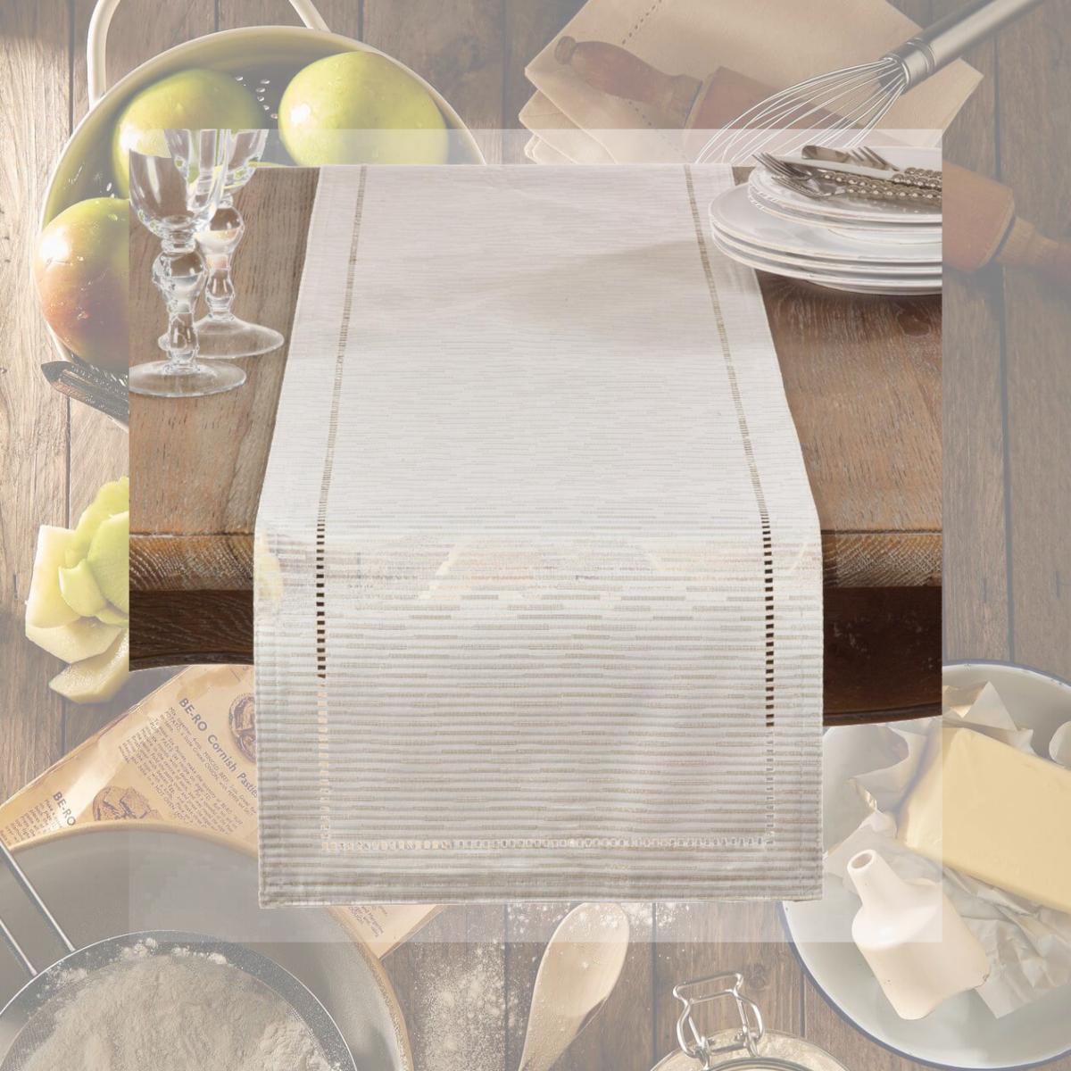 Picture of Saro Lifestyle 4009.I1390B 13 x 90 in. Hemstitched Design Table Runner, Ivory