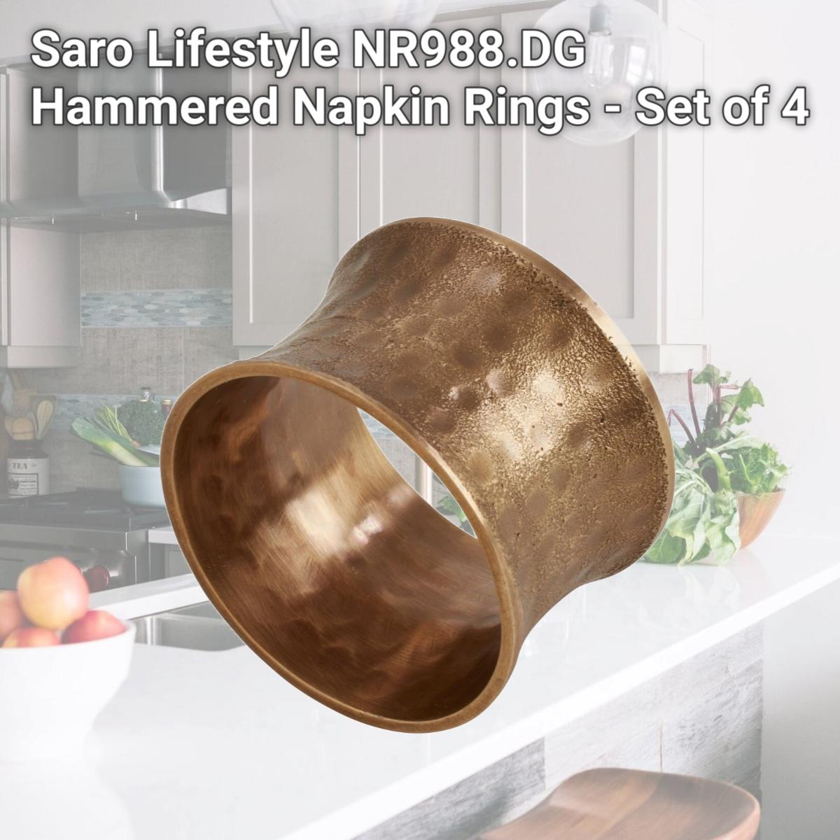 Picture of Saro Lifestyle NR988.DG Hammered Napkin Rings - Set of 4