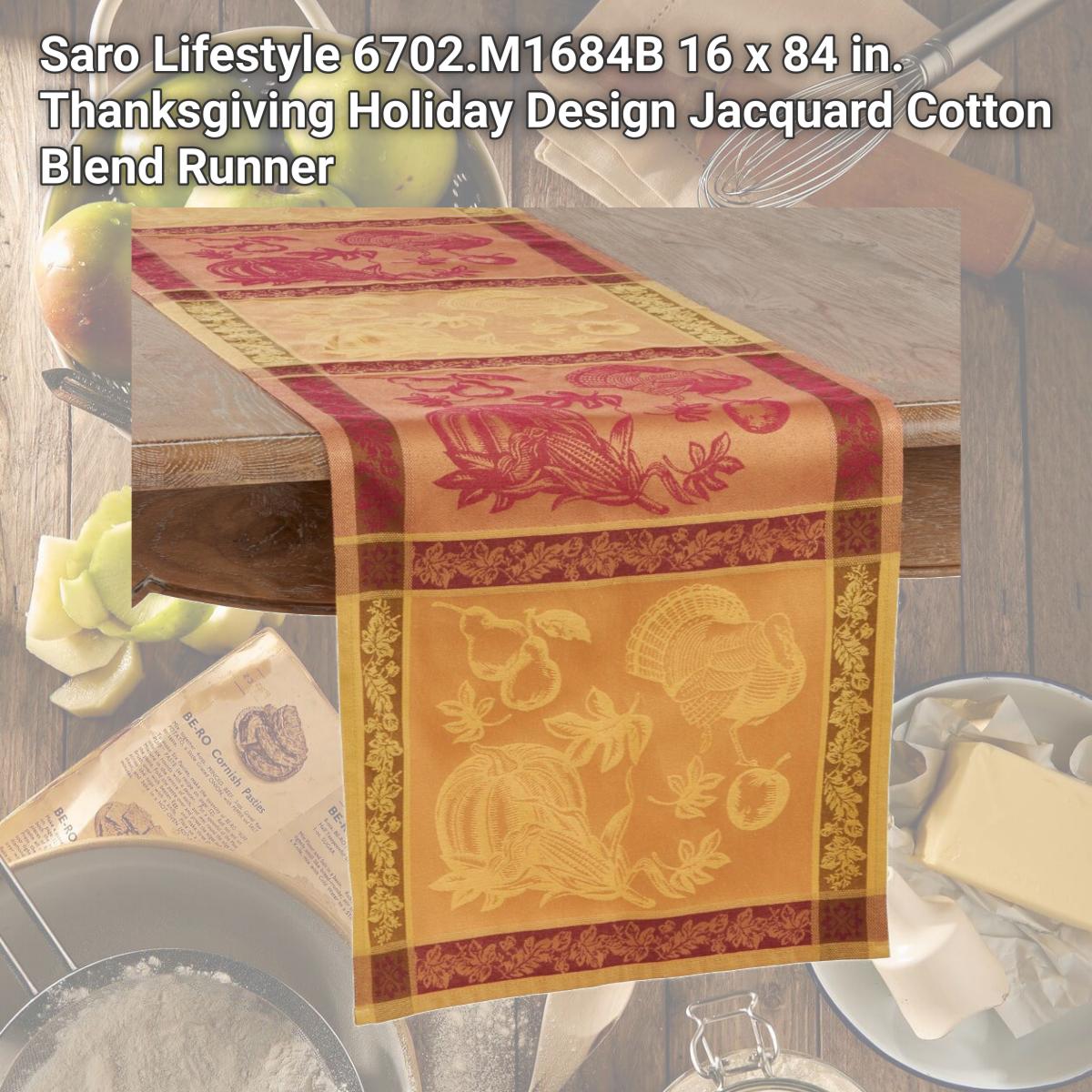 Picture of Saro Lifestyle 6702.M1684B 16 x 84 in. Thanksgiving Holiday Design Jacquard Cotton Blend Runner