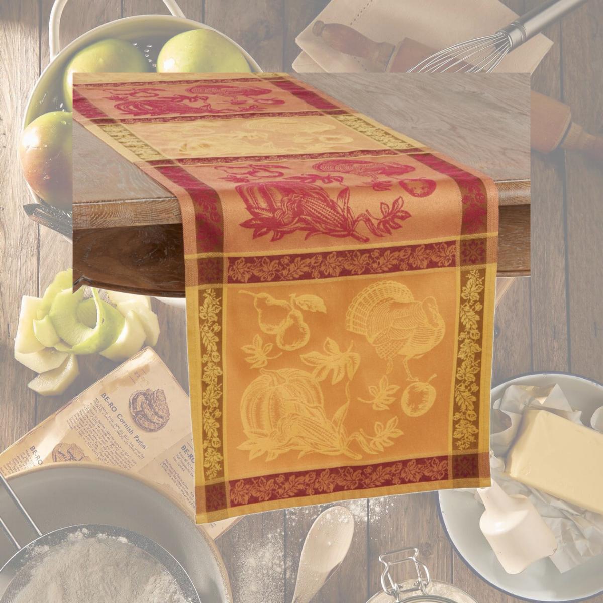 Picture of Saro Lifestyle 6702.M1684B 16 x 84 in. Thanksgiving Holiday Design Jacquard Cotton Blend Runner