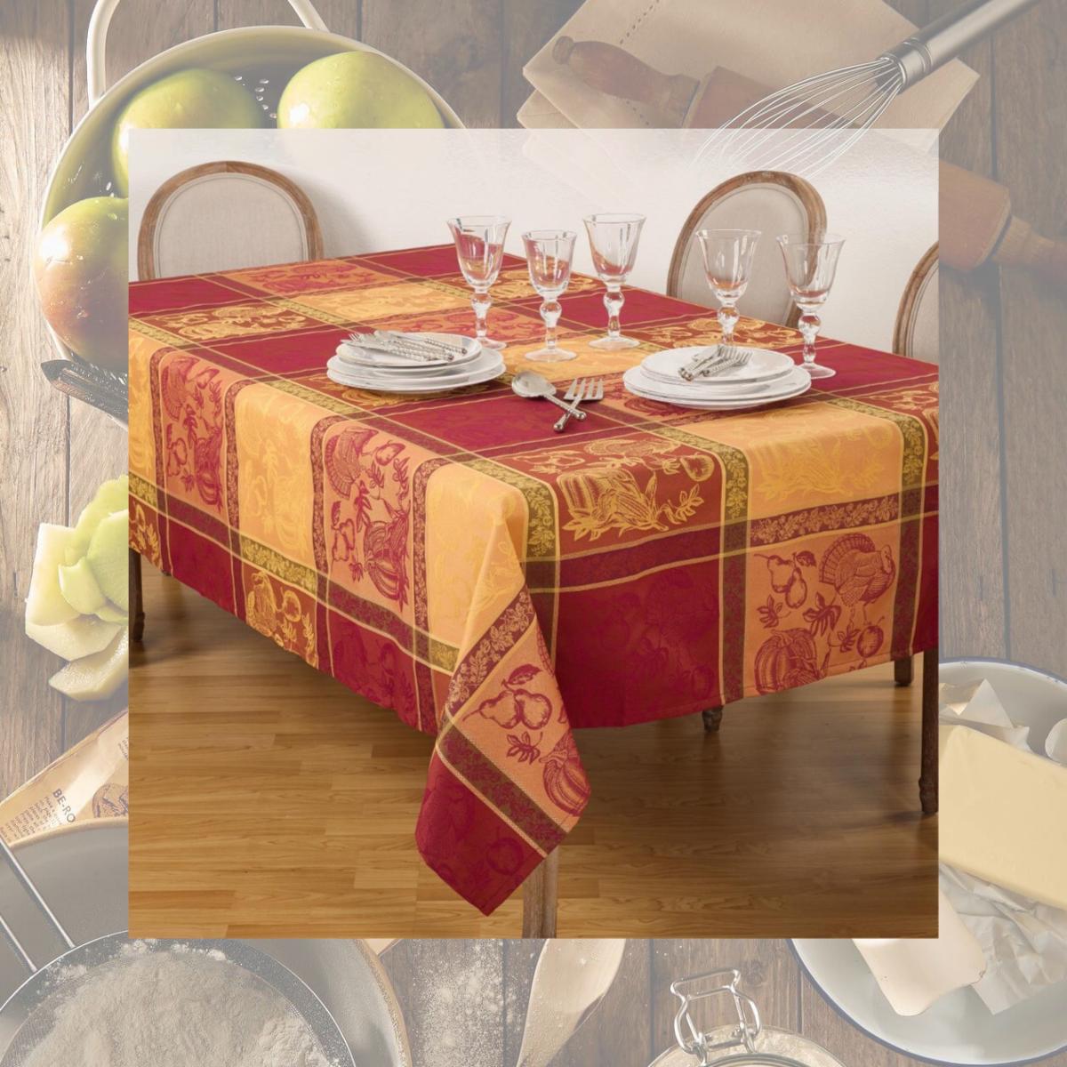 Picture of Saro Lifestyle 6702.M5270B 52 x 70 in. Thanksgiving Holiday Design Jacquard Cotton Blend Tablecloth