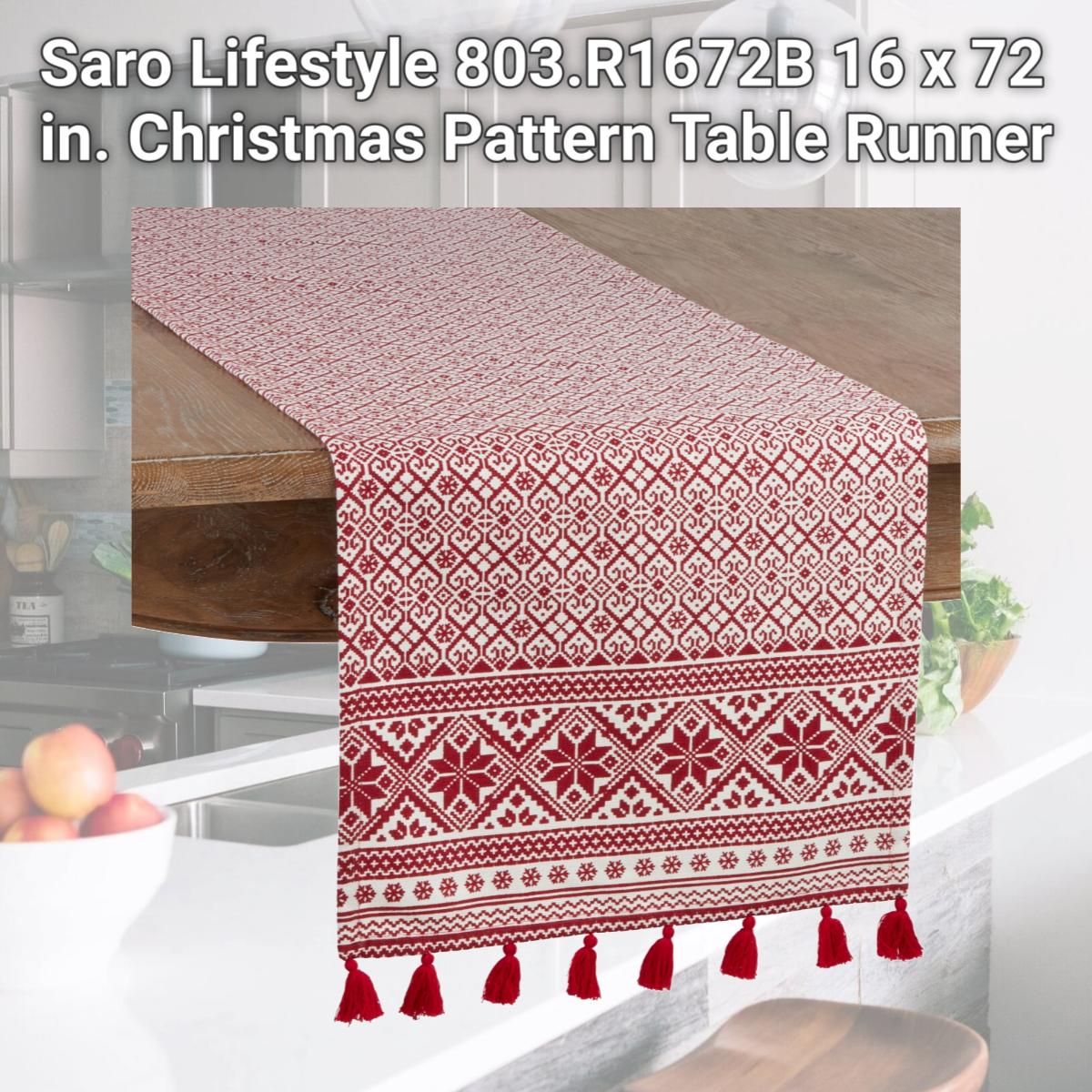 Picture of Saro Lifestyle 803.R1672B 16 x 72 in. Christmas Pattern Table Runner