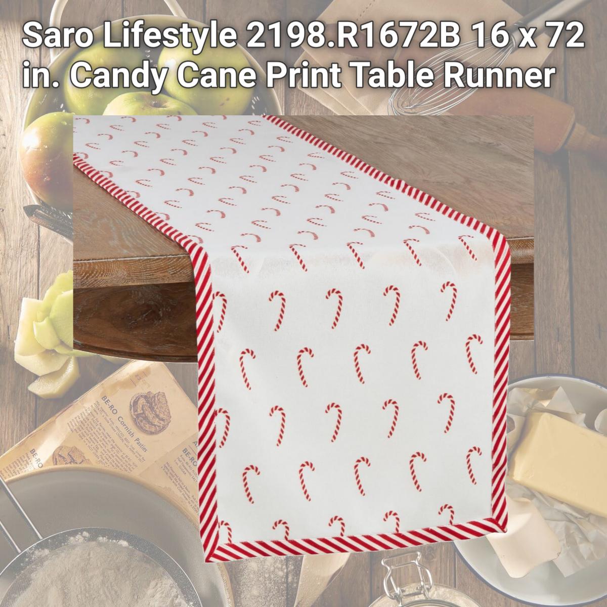 Picture of Saro Lifestyle 2198.R1672B 16 x 72 in. Candy Cane Print Table Runner