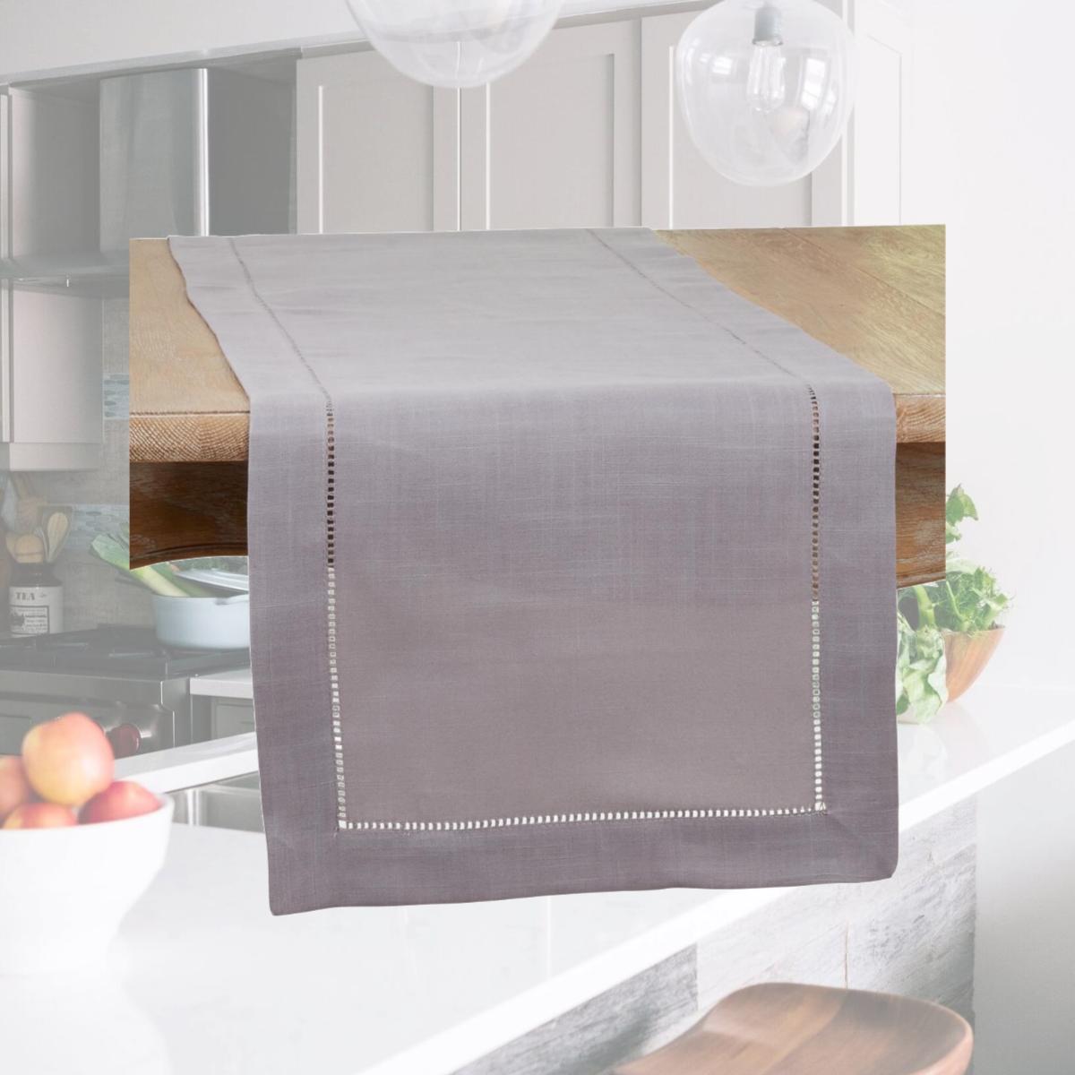 Picture of Saro Lifestyle 6319.ST1690B 16 x 90 in. Table Runner with Hemstitched Border, Slate