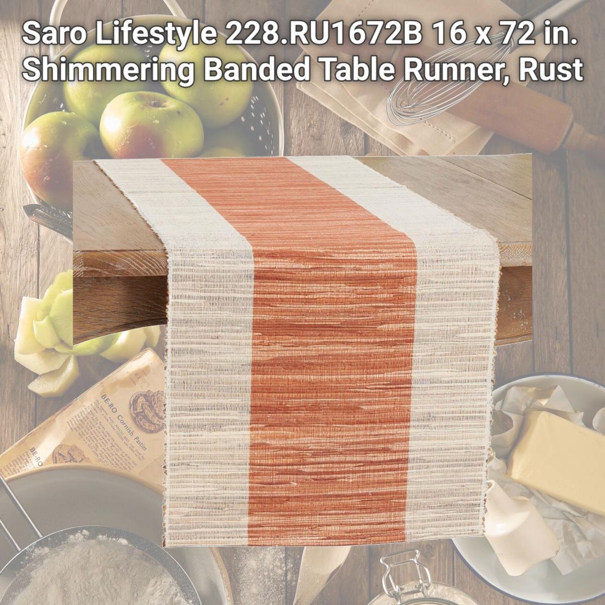 Picture of Saro Lifestyle 228.RU1672B 16 x 72 in. Shimmering Banded Table Runner, Rust