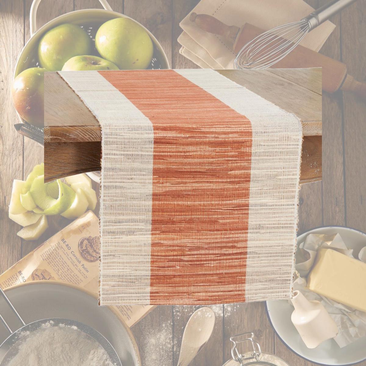 Picture of Saro Lifestyle 228.RU1672B 16 x 72 in. Shimmering Banded Table Runner, Rust