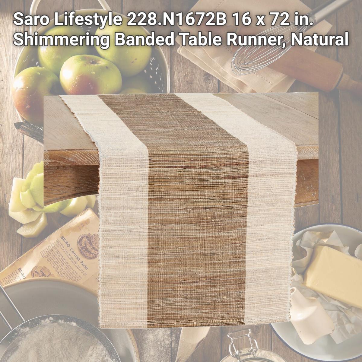 Picture of Saro Lifestyle 228.N1672B 16 x 72 in. Shimmering Banded Table Runner, Natural