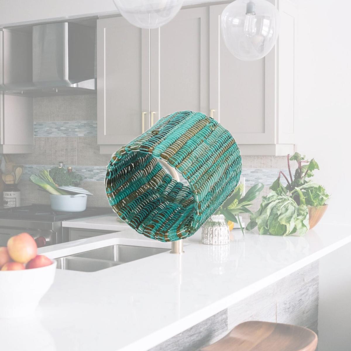 Picture of Saro Lifestyle NR271.TQ 1.5 in. Shimmering Woven Nubby Napkin Rings, Turquoise