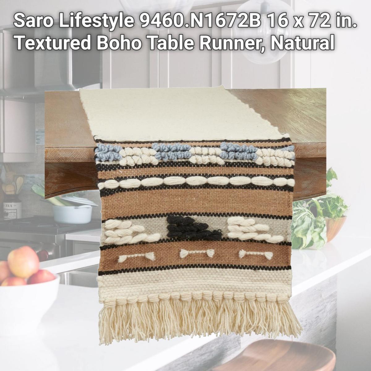 Picture of Saro Lifestyle 9460.N1672B 16 x 72 in. Textured Boho Table Runner, Natural