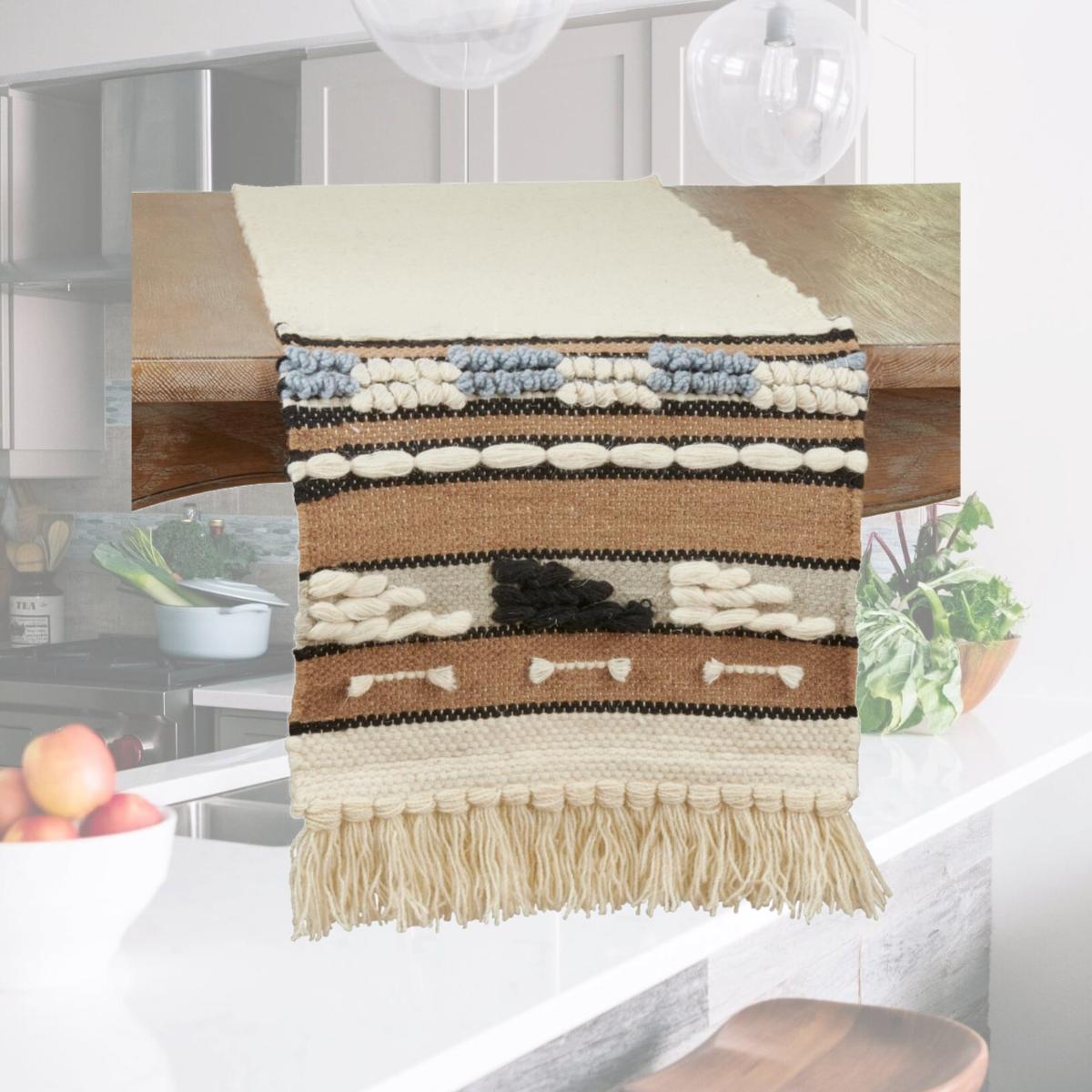 Picture of Saro Lifestyle 9460.N1672B 16 x 72 in. Textured Boho Table Runner, Natural
